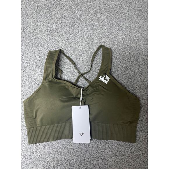 Women’s Best Power Seamless Sports Bra khaki green medium - Picture 1 of 5